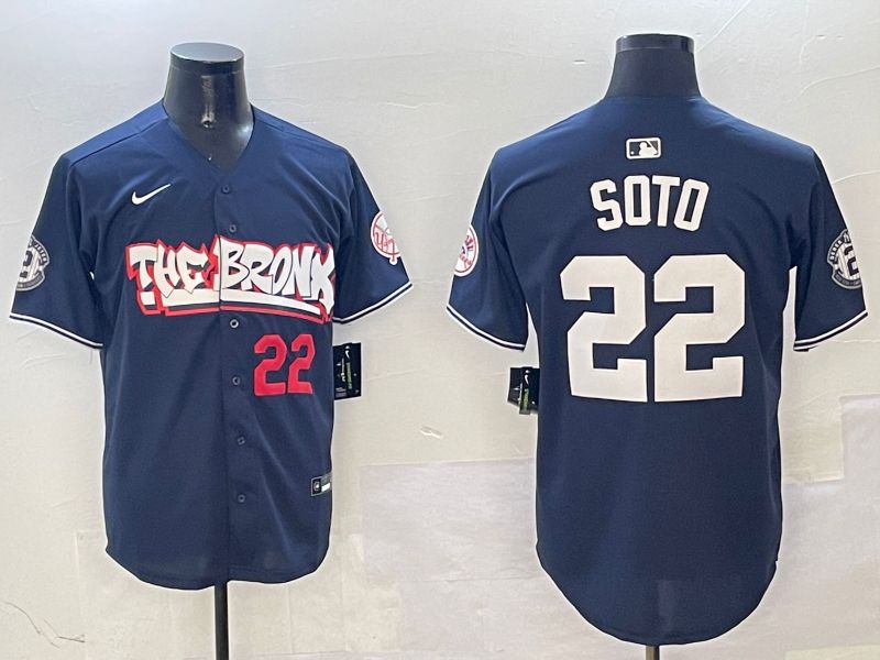 Men New York Yankees #22 Soto Drak Blue four generations Joint Name 2025 Nike MLB Jersey style 3->new york yankees->MLB Jersey